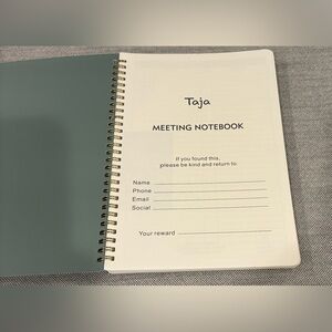 New Taja Meeting Notebook with Spiral Binding in Sage SIZE: 6.9" IN X 9.7" IN
